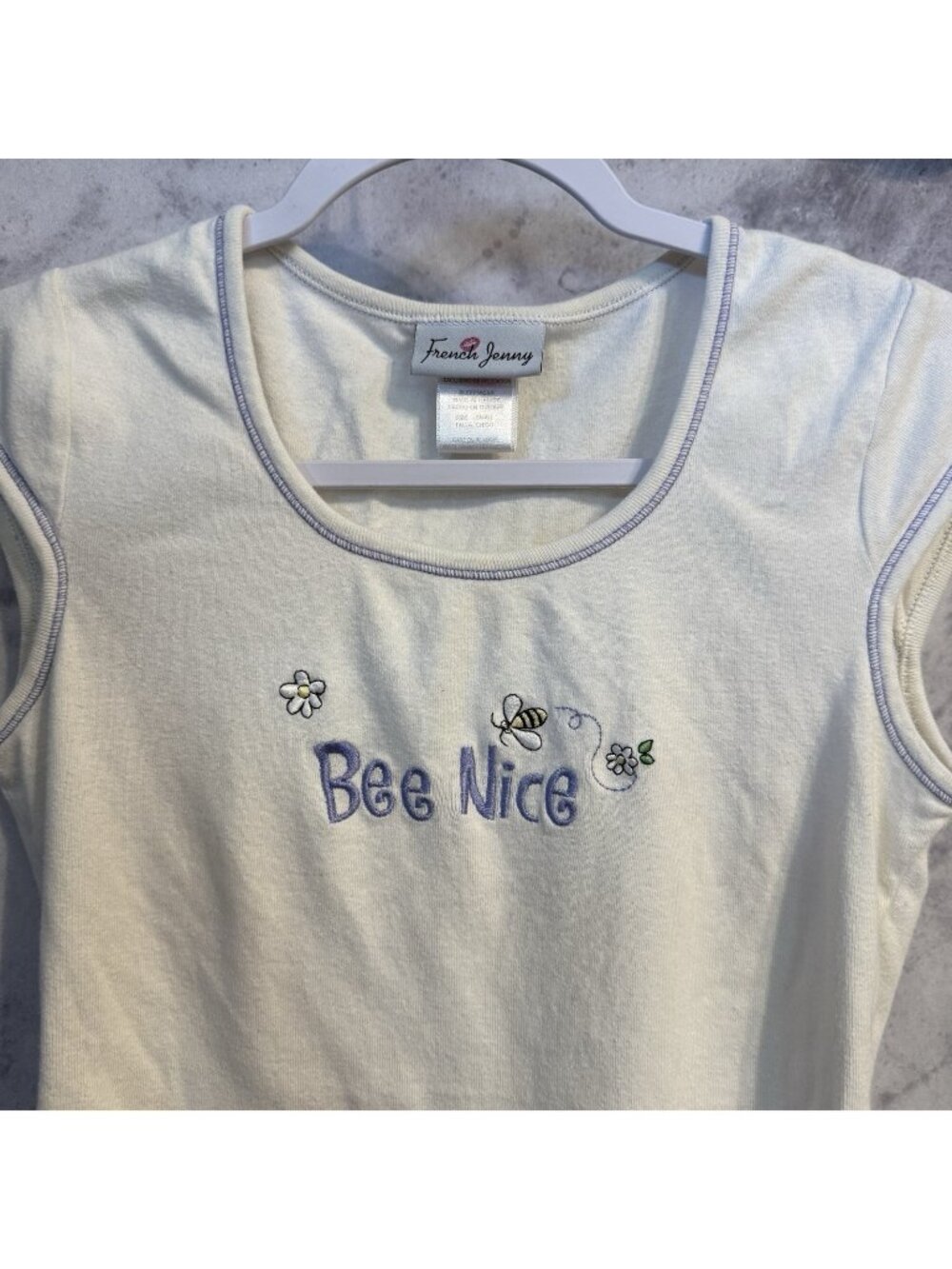 Vintage French Jenny Bee Nice Baby Tee Tank Top Shirt Womens Small Embroidered